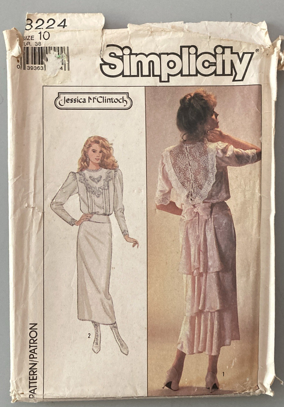 Simplicity 8224 Sewing Pattern Misses Romantic Lace Dress Sz 10 UNCUT 80s